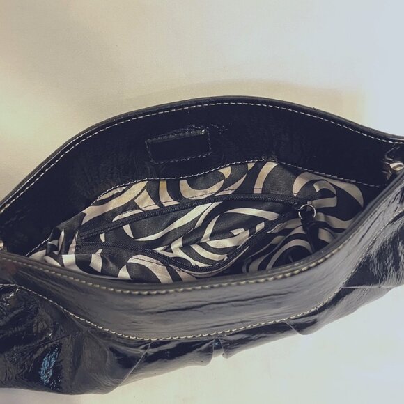 Fossil Black Leather Y2K Clutch Metal Frame Snap Shut Purse-Casual-Dinning - Picture 6 of 12